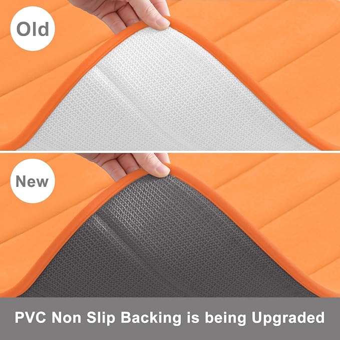 Buganda Memory Foam Bath Mat 47 x 24, Ultra Soft Absorbent Bathroom Rugs | Orange, Machine Washable Quick Dry Bath Mats for Bathroom Floor, Shower and Tub, Home Decor Accessories
