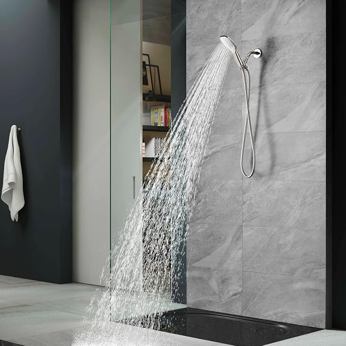 Brushed Nickel Metal Shower Head Holder - Adjustable Mount for Connecting Shower Arm and Hose, Wand Bracket with Swivel Ball Connector