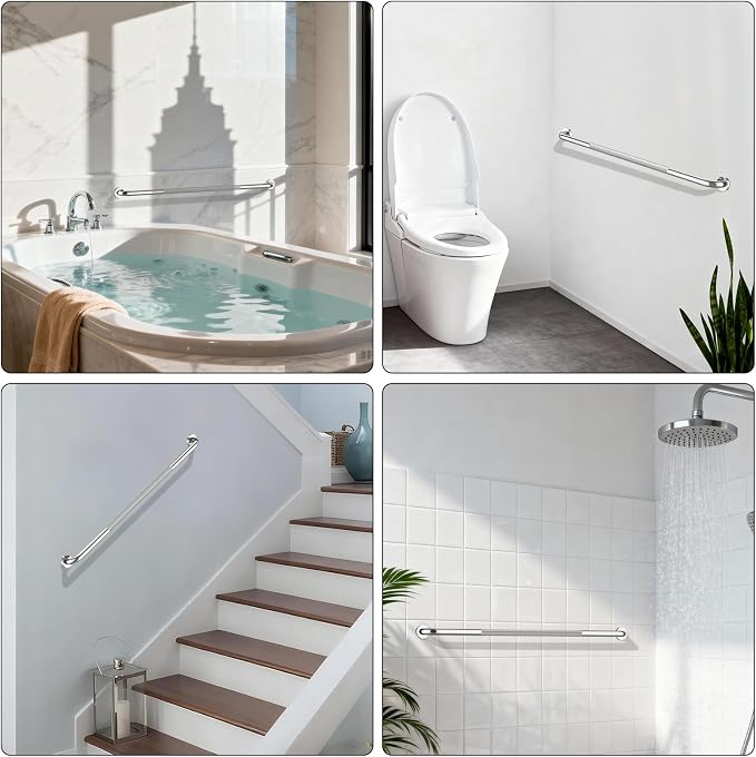 48 Inch Anti Slip Shower Grab Bar, Munzong Bathroom Grab Bar for Wall, Knurled Handicap Balance Bar,Safety Hand Rail Support Elderly Senior Assist Bath Handle