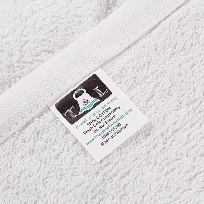 Towel and Linen Mart 100% Cotton White 6 Pack Bath Towel Set, Quick Dry, Super Absorbent, Light Weight, Soft Feel for Hotel, Spa and Bathroom (27 X 54) (White, 27 x 54 6 Pack)