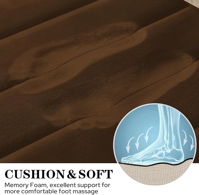 BYSURE Brown Memory Foam Bathroom Rug Set 3 Piece, Non Slip Extra Soft Absorbent Bath Mats, Machine Washable & Dry Toilet Mat Sets for Bathroom Floor | Non Slip Extra Soft Absorbent Machine Washable Toilet Bath Toilet Mat for Shower, for Bathroom