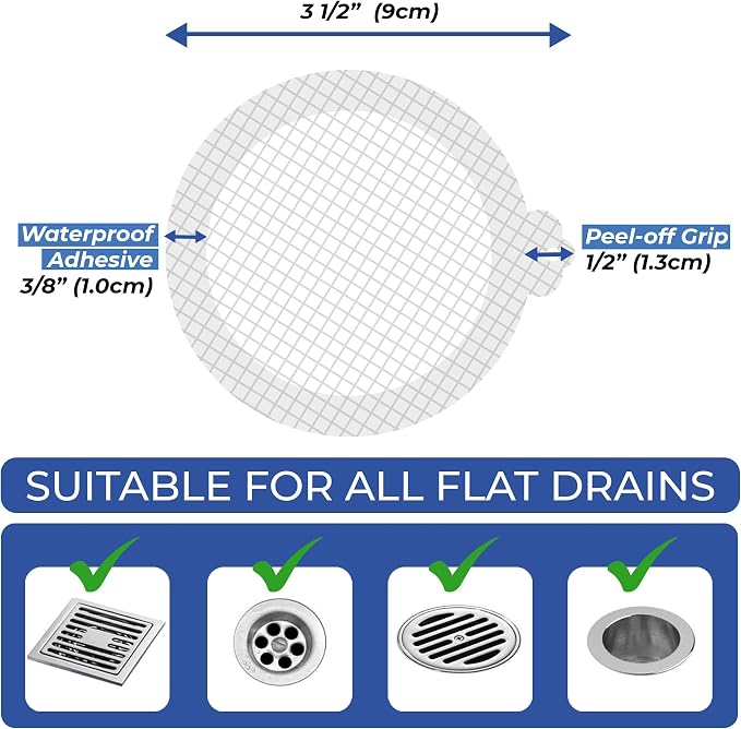35 Pack Hair Catcher Shower Drain Disposable Mesh Stickers (Hair Catcher Single Ear)