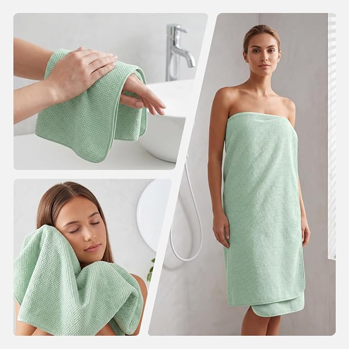 REDKISS Ultra Soft 6 Piece Towel Set, Premium Towels for Bathroom, Highly Absorbent, Quick Dry, Lightweight Bath Towels Set Collection, Includes 2 Bath Towels, 2 Hand Towels, 2 Washcloths, Green