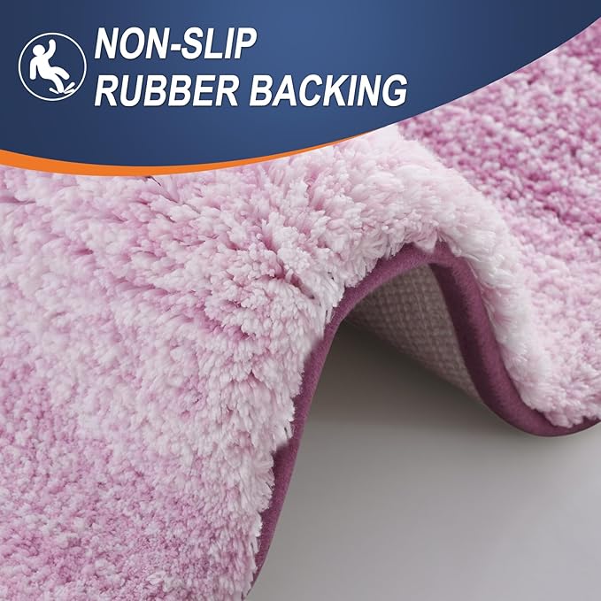 OLANLY Bathroom Runner Rug 45x27, Extra Soft Absorbent Microfiber Bath Rugs | Pinkish-Purple, Non-Slip Quick-Drying Rubber Backing, Washable Long Bath Mat for Floor, Tub and Shower, Home Decor