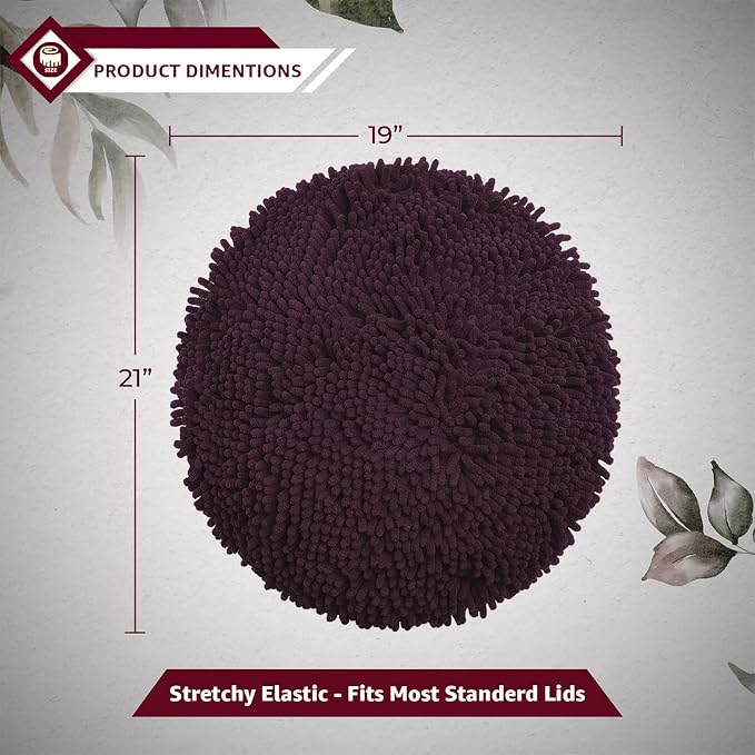 LuxUrux Toilet Lid Cover, Extra-Soft Plush Seat Washable Shaggy Microfiber Standard Toilet Lid Covers for Bathroom Machine Wash & Dry. (18 x 21 inches, Plum)