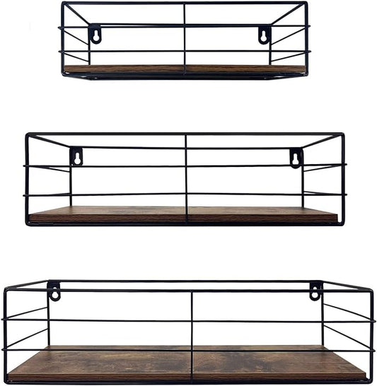 CRUGLA Floating Shelves Wall Mounted Set of 3, Hanging Storage Wall Shelf for Bathroom, Living Room, Bedroom, Kitchen Home