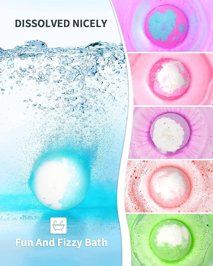 Light Up Bath Bombs with Surprise Inside, 4.23 oz XL Natural Gift Set 6 | with Essential Oils, Magnesium Large Bath Bombs for Women Relaxing Spa Skin Moisturize Gifts for Women