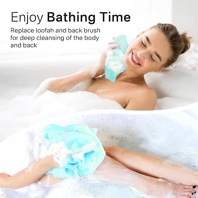 2pcs Back Scrubber for Shower Bath ，Exfoliating Body Scrubber, Body Exfoliator Loofah Luffa Sponge Net Rag Back Washer
