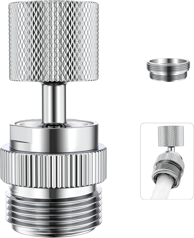 320° Swivel Garden Hose Adapter, Faucet to Hose Adapter with Aerator, Male to Female Sink Adapter for Bathroom, Kitchen, Garden - 3/4" Thread (Chrome)