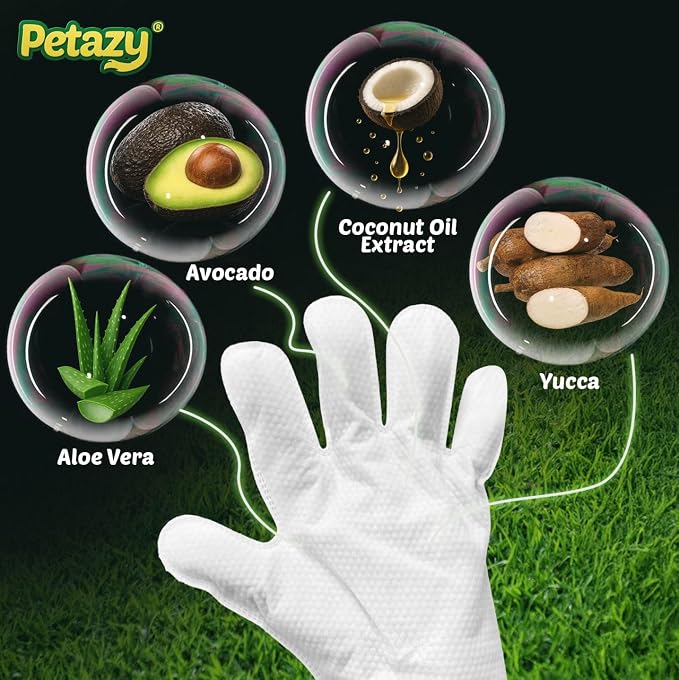 Pet Glove Wipes for Dogs & Cats - Paws, Ears & Butt Cleaning, 2x25pk | Lavender, Grooming Glove, Deodorizing, Tear-Resistant, Thick, Hypoallergenic, Aloe & Coconut Oil for sensitive skin, No Rinse