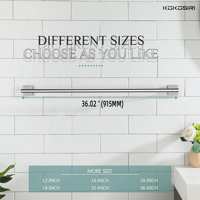 KOKOSIRI 36'' Towel Bar Bathroom Towel Holder for Kitchen Toilet 36 Inch Bath Accessories Chrome Stainless Steel B4005CH-L36