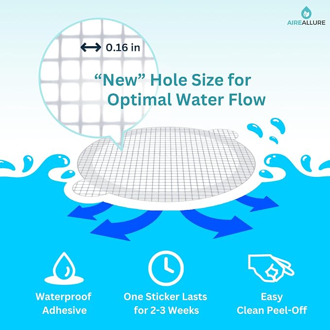 100 Pack Disposable Shower Drain Hair Catcher Mesh Stickers - Peel & Stick Drain Strainers to Prevent Clogs, Strong Waterproof Adhesive, Mess-Free Disposable Drain Covers for Shower & Bathtub
