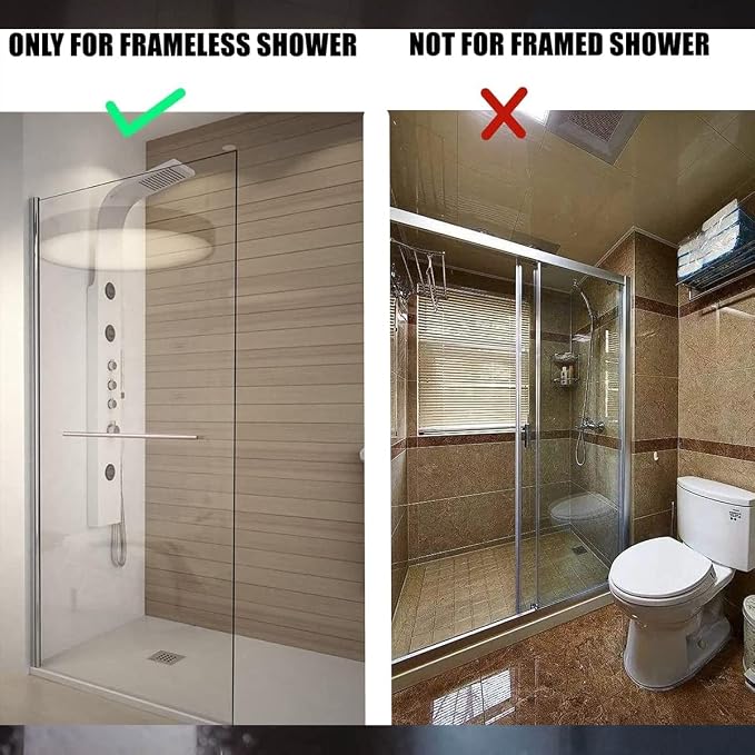 Flybath Shower Glass Door Hooks 2 Pack 304 Stainless Steel Antique Extended Robe Towel Hook Rack Over Glass Door Hooks Frameless Drilling-Free Hanger for Bathroom, Brushed Bronze