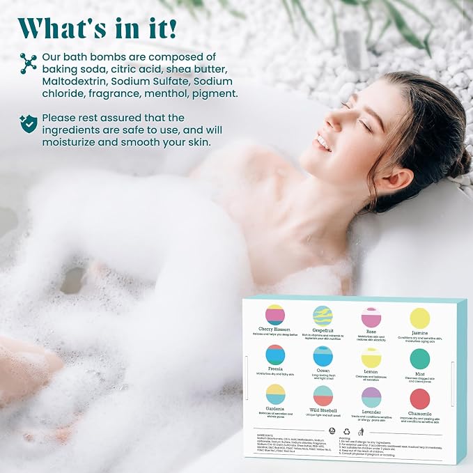 ZenBombs Bath Bombs for Women, Handmade Natural Bath Bomb with Shea Butter | Mothers Day Presents for Mom, Amazing Present for Her Wife Girlfriend Mother,Stocking Stuffers (24pcs)