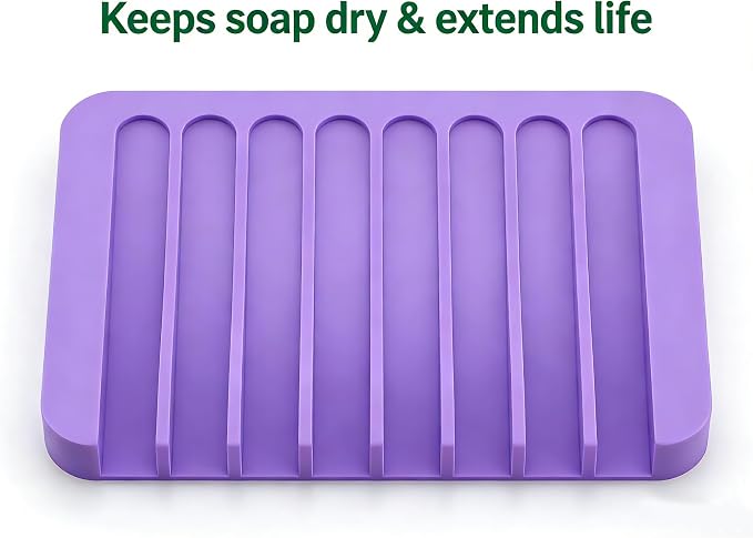 2pcs Self Draining Soap Holder Rack, Advanced Silicone Soap Dish Tray, Waterfall Drain, Suitable for Bathrooms, Kitchens, and Bathtubs, Extending Soap Life, Keeping Bars Dry and Easy to Clean (2)