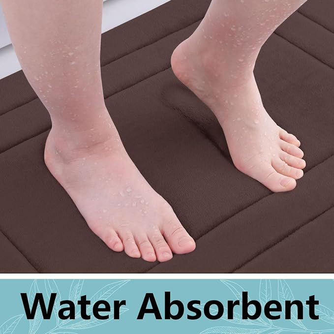 Arotive Memory Foam Bathroom Rug Mat 24x16, Ultra Soft and Absorbent Bath Mat, Machine Wash Dry, Comfortable Bath Rug Carpet for Bathroom Floor, Tub and Shower, Brown