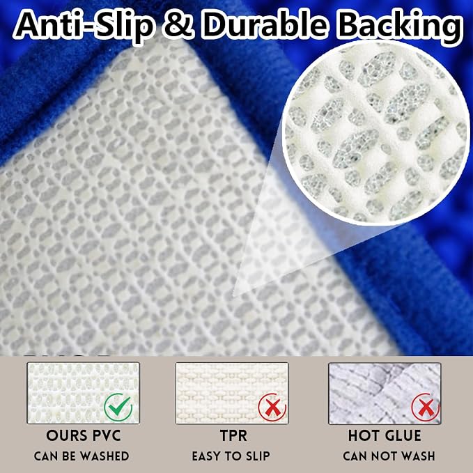 Bathroom Rugs Chenille, Extra Thick and Absorbent, Non-Slip, Machine Washable, Dry Quckily, Soft Cozy Plush, Used Under Shower Bathtub and Sink, Bath mat Sets Royal