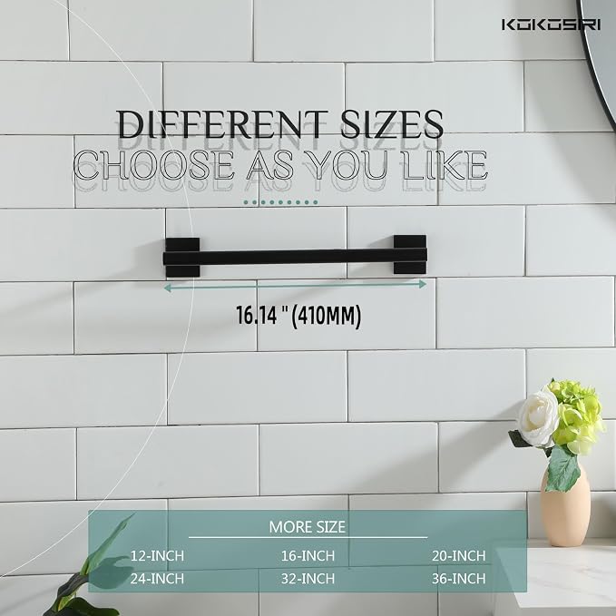KOKOSIRI Bathroom Towel Bars 16 Inch Towel Rail Matte Black 40CM Hand Towel Holder for Bath Kitchen Wall Stainless Steel B4005BK-L16