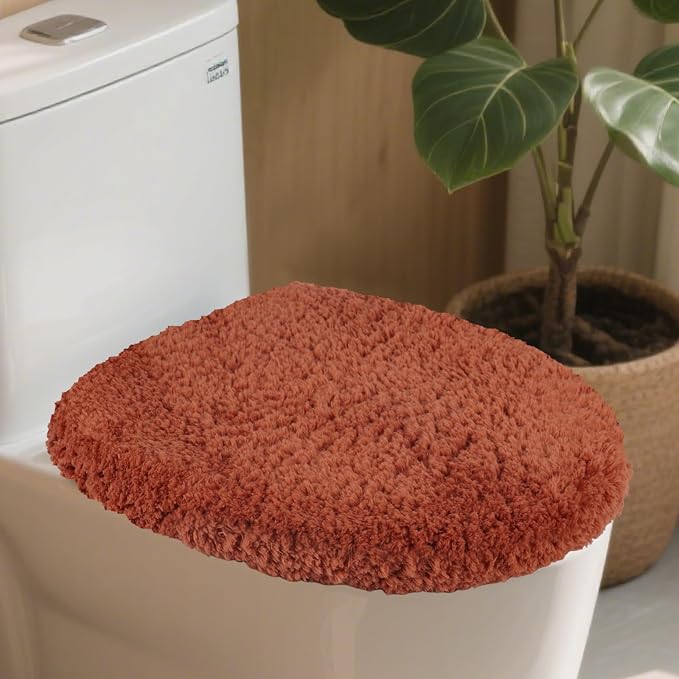 Soft Microfiber Toilet Seat Cover 17.5" x 15" Machine Washable | Solid Toilet Lid Cover Adjustable Rubber Backing Fits Most 16 -17.5" L x 14-16" W Round Oblong and Elongated Toilet Seat