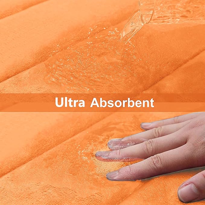 Buganda Memory Foam Bath Mat 30 x 20, Ultra Soft Absorbent Bathroom Rugs | Orange, Machine Washable Quick Dry Bath Mats for Bathroom Floor, Shower and Tub, Home Decor Accessories