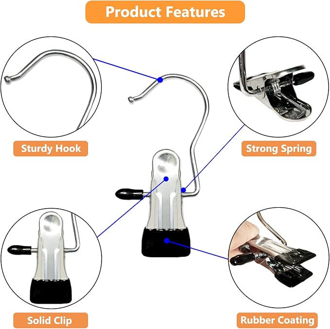 Boot Hangers for Closet, 100 Pack Hanging Clips Hook Clothes Pins for Laundry, Hanger Clips Towel Clips Boot Organizer for Home and Travel, Clothespins Clip Hangers for Pants Hats Socks Gloves