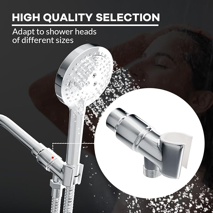 All Metal Handheld Shower Head Holder, Adjustable Shower Wand Holder with Universal Shower Arm Mount and Brass Pivot Ball, for Connecting Shower Arm and Shower Hose