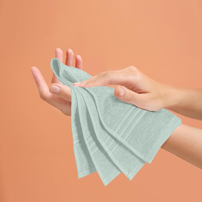 BOUTIQUO Ultra Soft Cotton 6 -Piece Hand Towel Set 16x24 Inch, Ideal for use in Bathroom, Kitchen, Gym, Spa & General Cleaning, Compact & Lightweight Multi Purpose Hand Towels - Sea Green