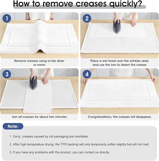IM HOME Bathroom Rugs Cream White 32"x20", Ultra Soft Thick Plush Fluffy Microfiber Absorbent Bath Mat, Non-Slip Backing, Machine Washable Bath Mats for Bathroom Floor, Tub and Shower