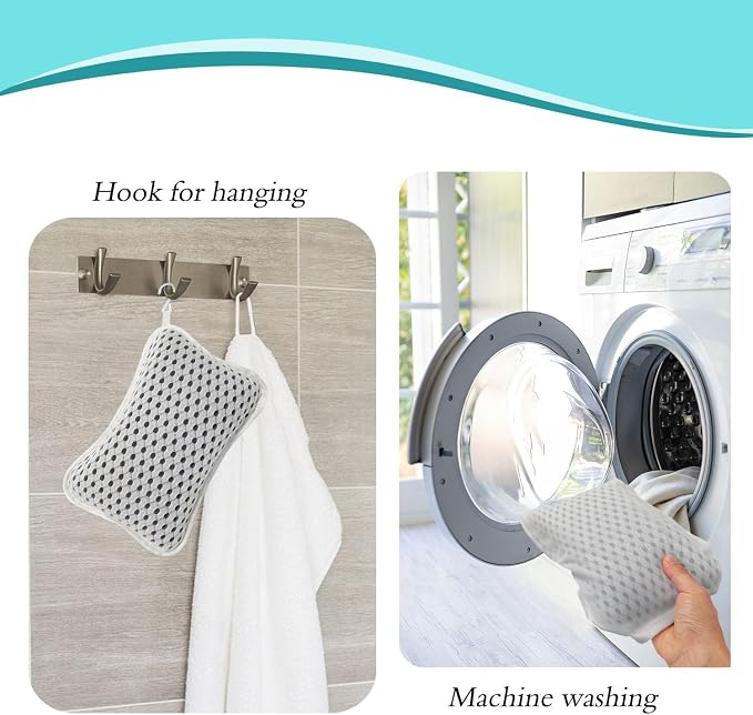Bath Pillows for tub,Home Spa Pillows for Bathtub, Hot Tub,Head and Neck Support with 2 Strong Suction Cups,Grey