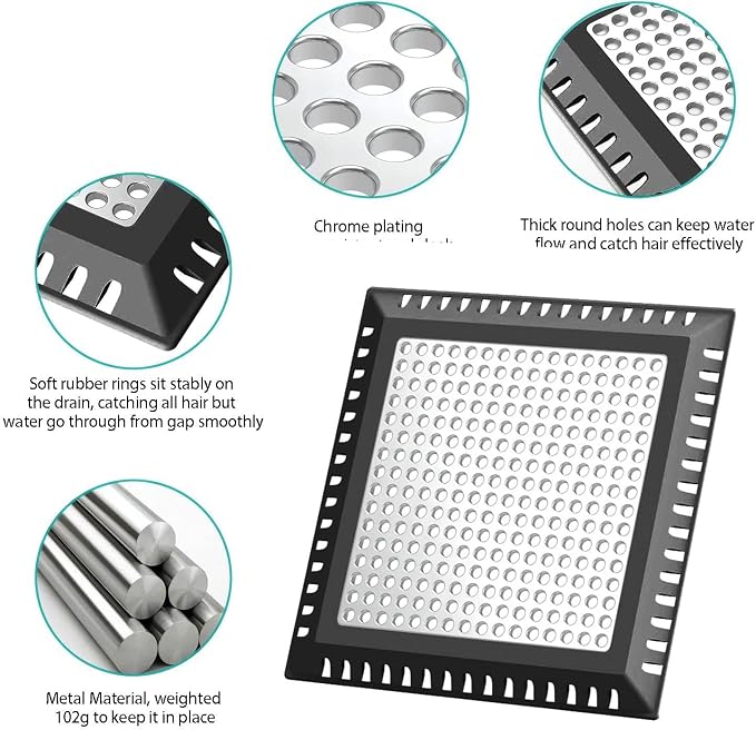 Aojuxix Shower Drain Hair Catcher/Drain Protector/Shower Drain Cover | Stainless Steel and Silicone Hair Trap for Bathroom Floor Drain (Patented Product)