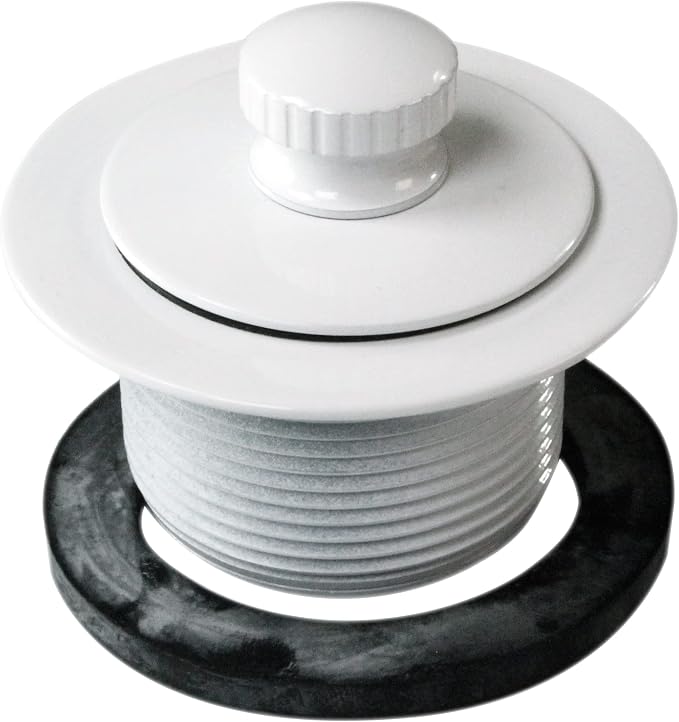Westbrass D3324-50 1-1/2" NPSM Pull & Drain Bathtub Plug, Coarse Thread, Powder Coat White