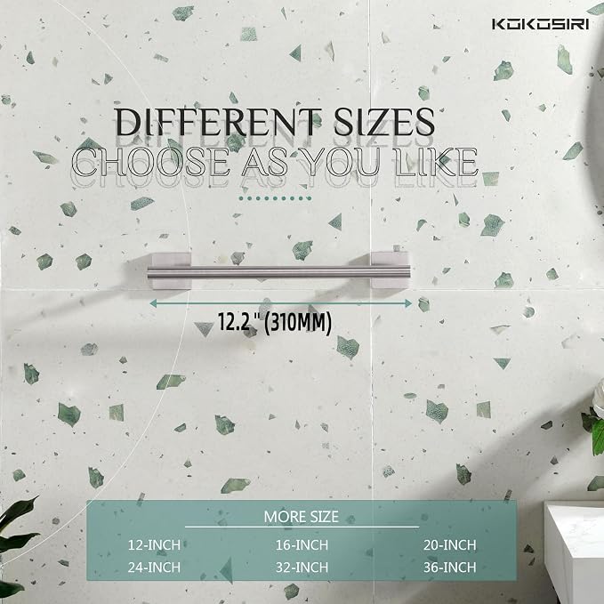 KOKOSIRI Towel Holder 12 Inch Bathroom Hand Towel Bar for Bath Kitchen Toilet Brushed Nickel Stainless Steel B4005BR-L12