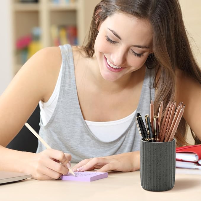 Ceramic Bathroom Tumbler, Ribbed Bathroom Toothbrush Holder Cups, Tooth Brush Holder Set, Reusable Toothbrush Mouthwash Cup, Toothpaste Holder Toothbrush Organizer for Bathroom Counter