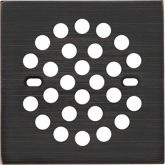 RRAJJ Square Improve 4-1/4 Inch(108mm*108mm) Screw-in Shower Floor Drain Grate Strainer (Oil Rubbed Bronze)