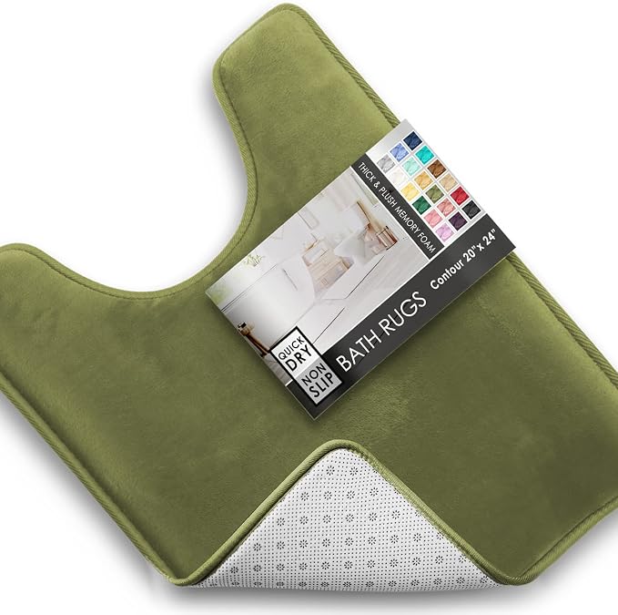 Clara Clark Bathroom Rugs, Velvet Memory Foam Bath Mat, Non-Slip, Machine Washable Bath Rugs - Dries Quickly, Ultra Soft Plush Bath Mats for Bathroom, 20 x 24, Sage Green