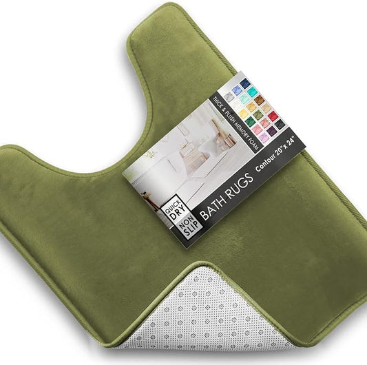 Clara Clark Bathroom Rugs, Velvet Memory Foam Bath Mat, Non-Slip, Machine Washable Bath Rugs - Dries Quickly, Ultra Soft Plush Bath Mats for Bathroom, 20 x 24, Sage Green
