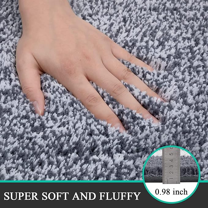 Pauwer Bathroom Rugs Sets 2 Piece, Non Slip Washable Bath Mat, Dark Grey | Soft Plush Microfiber, Super Absorbent Floor Carpet, Quick Dry, Shaggy Shower Rug Runner