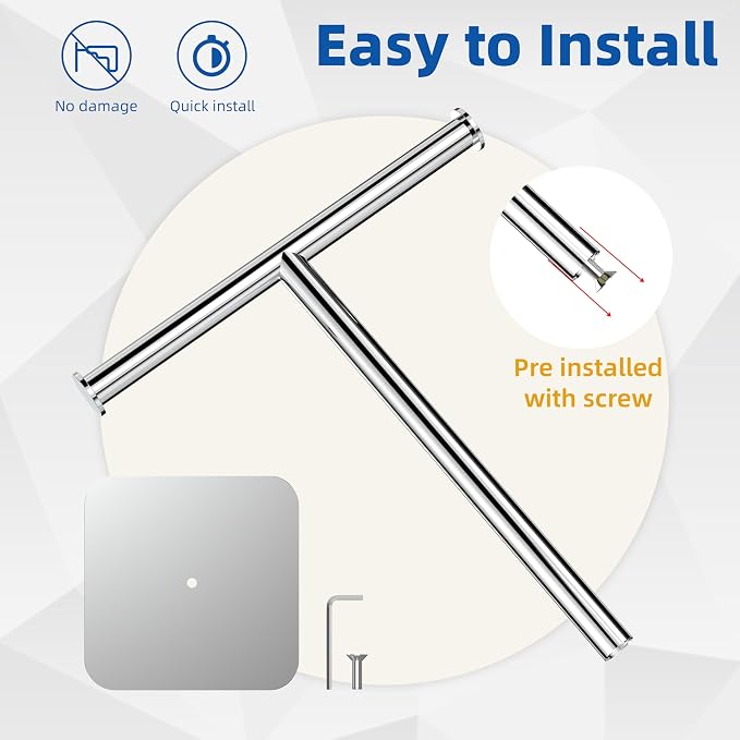 RUACQ T-Shape Hand Towel Holder Stand, Weighted Base Towel Rack, 12" Countertop Towel Holder for Bathroom, 304 Stainless Steel, Heavy Duty (Chrome, 2 Pack)