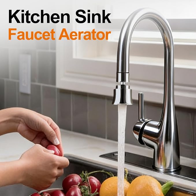 Metal Faucet Aerator Extender - Dual Modes Sink Sprayer Attachment for Bathroom - 360° Swivel Kitchen Sink Nozzle - Tap Head Replacement with 55/64'' Female Thread - Anti-clogging Design