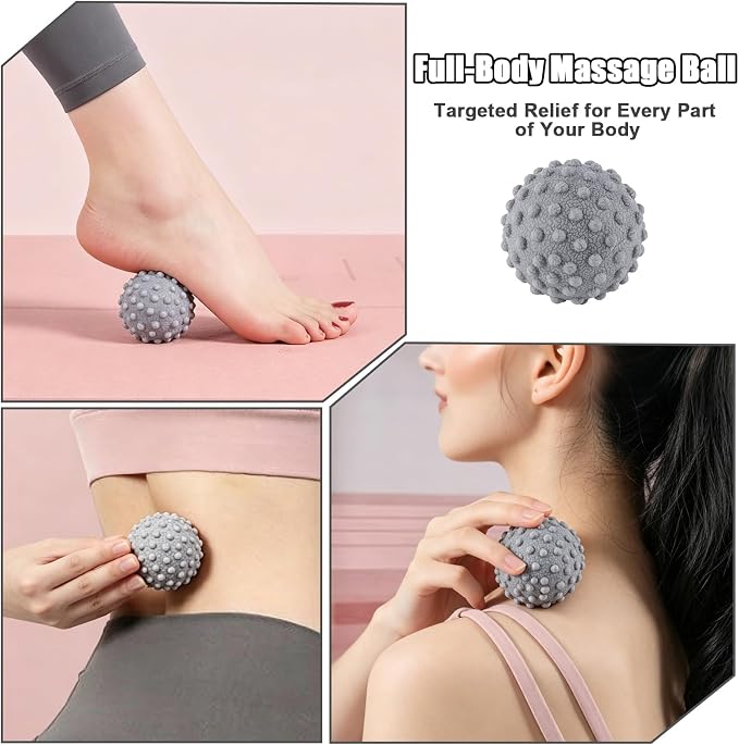 Kalolary Silicone Acupressure Mat with 2 Massage Balls, Large Foot Massage Mat 3-Zone Reflexology Pressure Point Mat Non-Slip Design for Stress Relief Sitting Standing Home Gym Use