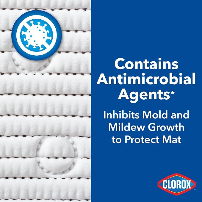 Duck Brand Clorox Cushioned Shower Mat, Non Slip Bathtub Mat with Suction Cups, 21 Inches x 21 Inches, White