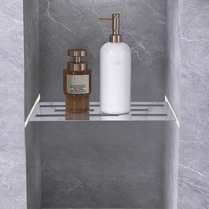 11.81 Inch Shower Niche Shelf for Prefabricated Tile Niches SUS304 Stainless Steel Shower Shelf for Tile Prefab Niche (Chrome)