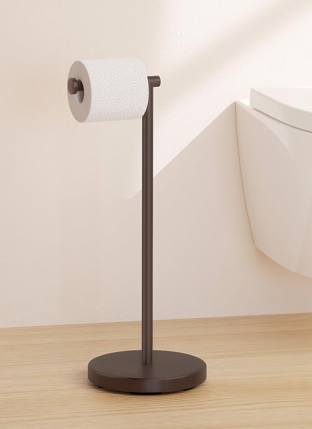 KES Bronze Toilet Paper Holder Stand, Heavy Base, 18/8 Stainless Steel | Freestanding Design, Anti-Slip Padded Base, 1-Minute No-Drill Assembly, Fits All Roll Sizes, Compact 8-Inch Base