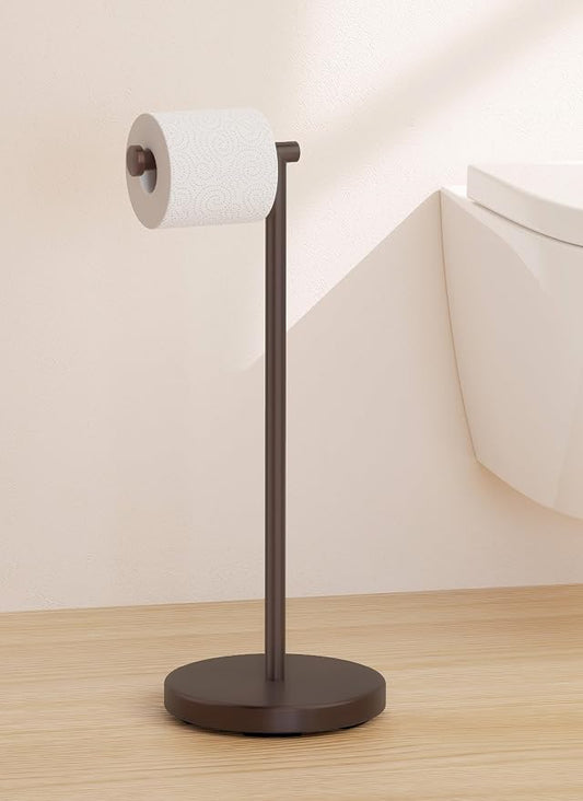 KES Bronze Toilet Paper Holder Stand, Heavy Base, 18/8 Stainless Steel | Freestanding Design, Anti-Slip Padded Base, 1-Minute No-Drill Assembly, Fits All Roll Sizes, Compact 8-Inch Base