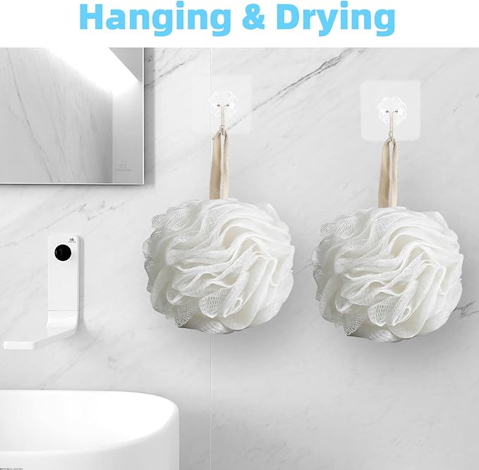 Chuya Bath Sponges Loofahs 70g Large Size White 4 Pack,Shower Sponge | Exfoliating Cleaning Bath Loofa Body Scrubber Balls for Women Men Children Washing