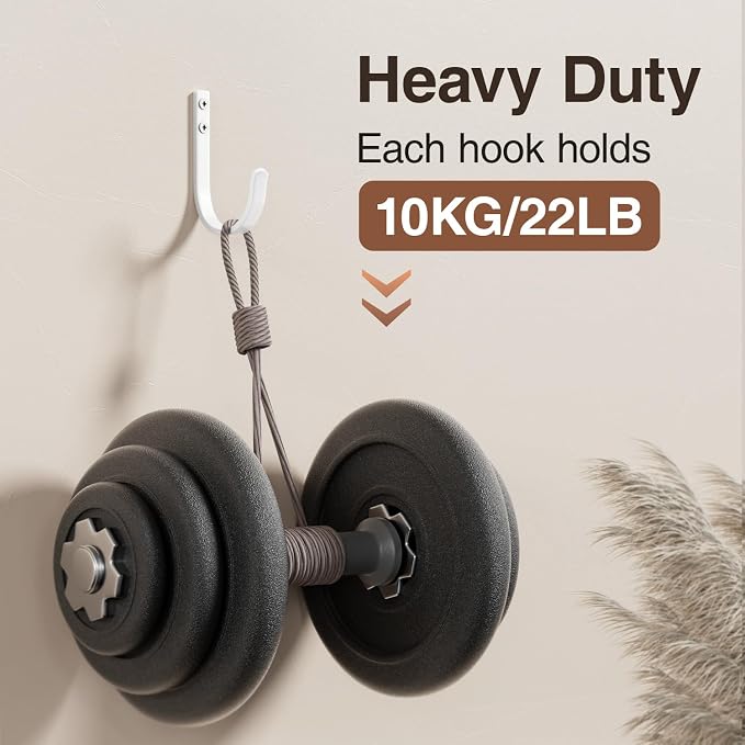 Wall Hooks for Hanging Towel/Coat - 22LB Screw in Metal Hanger Wall Mount, for Outdoor, Closet, Door, Bathrooms, for Backpack, Robe, White 5 Pack