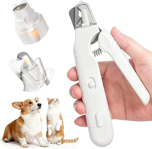 2 in 1 Cat Dog Nail Clippers & Grinder with LED Light, Quiet Rechargeable | Electric Pet Nail Trimmer & Claw Clippers for Large Medium Small Dogs Cats, Splash Guard for Nails, Painless Grooming Kit