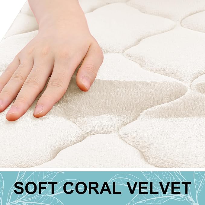 OLANLY Memory Foam Bath Mat Rug 47x20, Ultra Soft Bathroom Rugs, Ivory | Thick Absorbent Carpet, Non-Slip Backing, Machine Washable, for Bathroom Floor, Tub, Shower and Home Decor Accessories