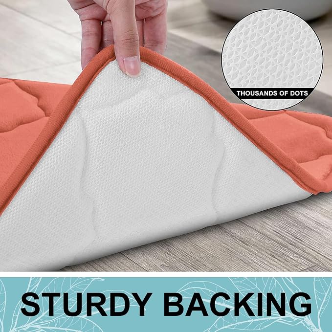 OLANLY Memory Foam Bath Mat Rug 30x20, Ultra Soft Bathroom Rugs, Coral | Thick Absorbent Carpet, Non-Slip Backing, Machine Washable, for Bathroom Floor, Tub, Shower and Home Decor Accessories