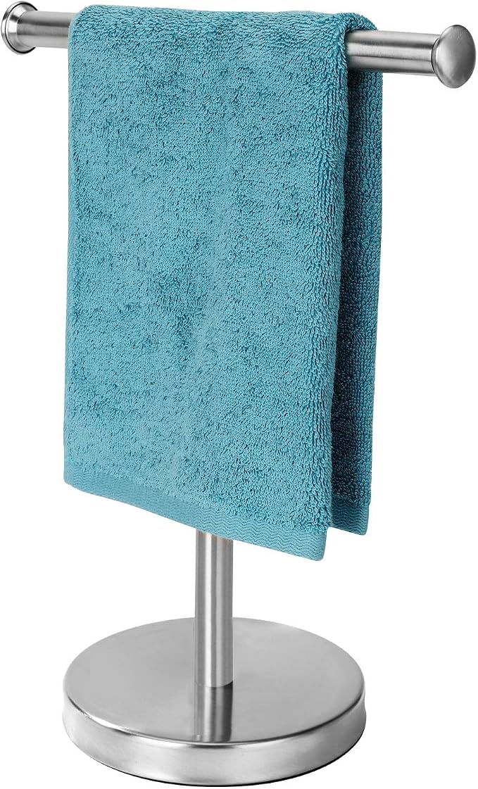 Hand Towel Holder Stand, Towel Rack with Stainless Steel Base, Rust-Proof Jewelry Stand (Brushed Nickel)